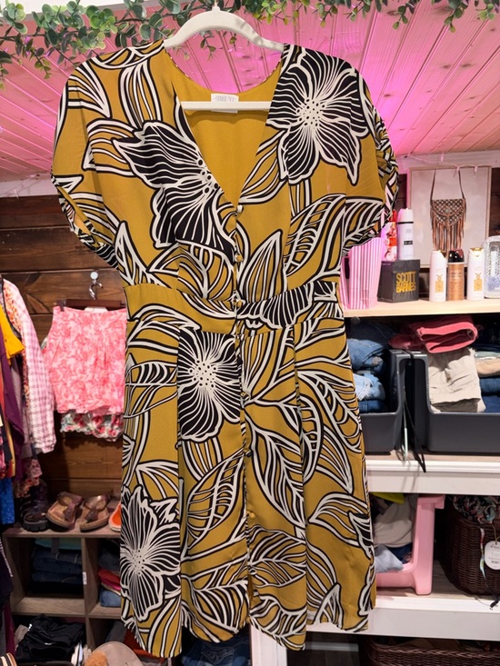 Sienna Sky Dresses & Skirts - Sienna Sky mustard and Black Floral Dress